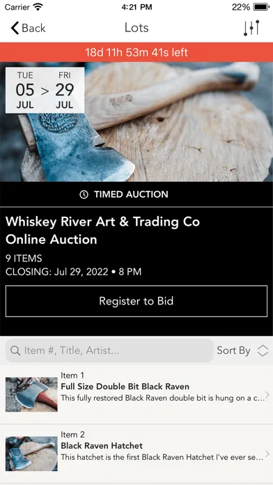 ภาพหน้าจอของ Whiskey River Auction House