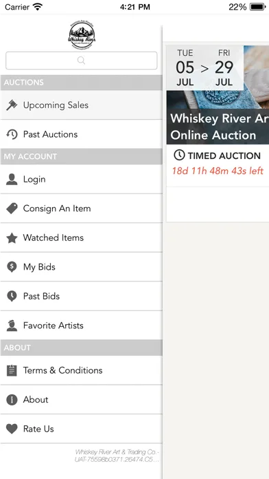 ภาพหน้าจอของ Whiskey River Auction House