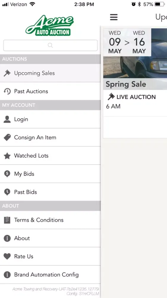 Ảnh chụp màn hình của Acme Auto Auction