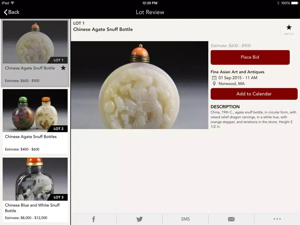 Ảnh chụp màn hình của Altair Auctions & Appraisals iPad 