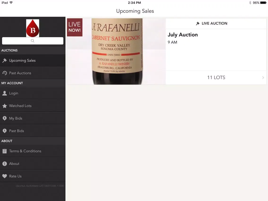 Bacchus Auctioneers iPad  स्क्रीनशॉट