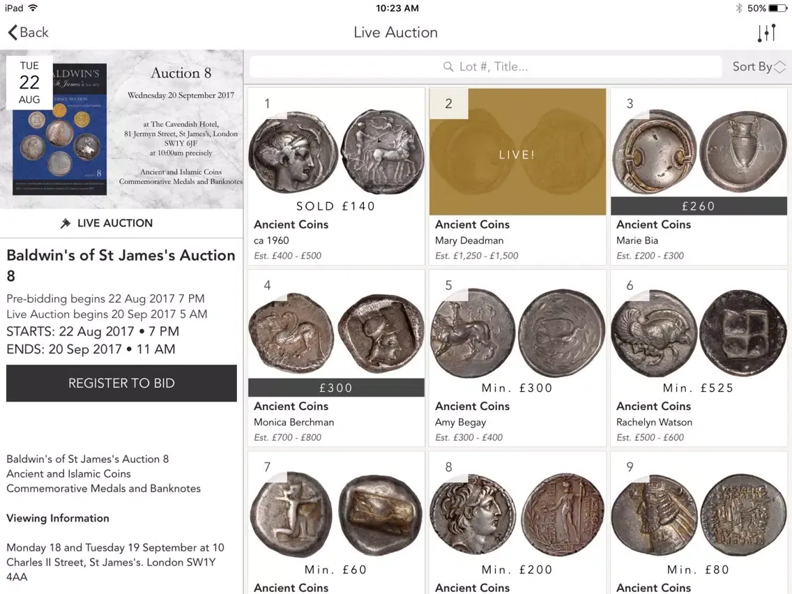 Screenshot di BSJ Auctions iPad 