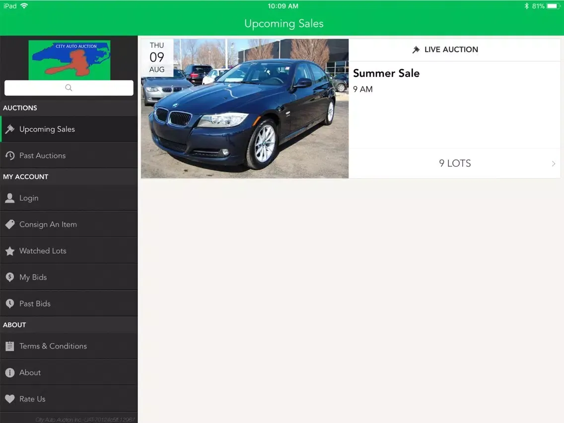 ภาพหน้าจอของ City Auto Auction iPad 