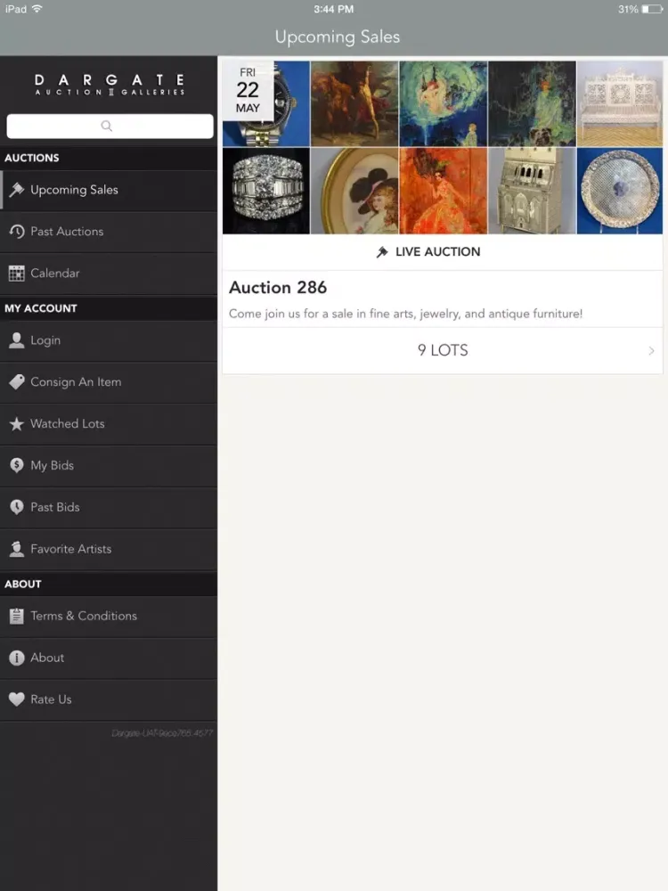 Capturas de tela do Dargate Auction Galleries iPad 