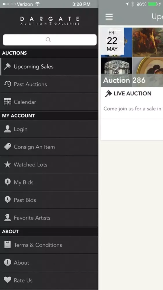 Capturas de tela do Dargate Auction Galleries