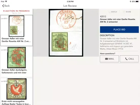 Ảnh chụp màn hình của David Feldman Auctions iPad 