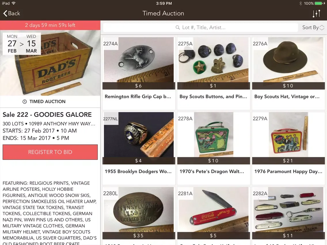 DeYoung Auctions iPad  Screenshots