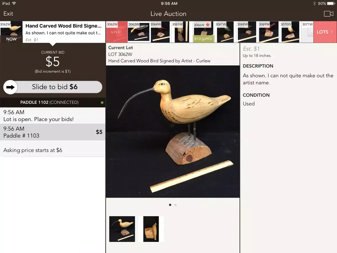 DeYoung Auctions iPad  Screenshots