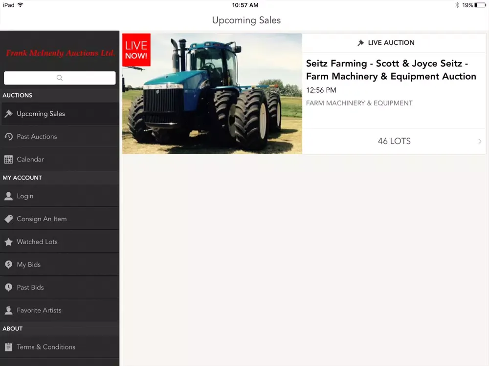 Capturas de tela do Frank McInenly Auctions Ltd iPad 
