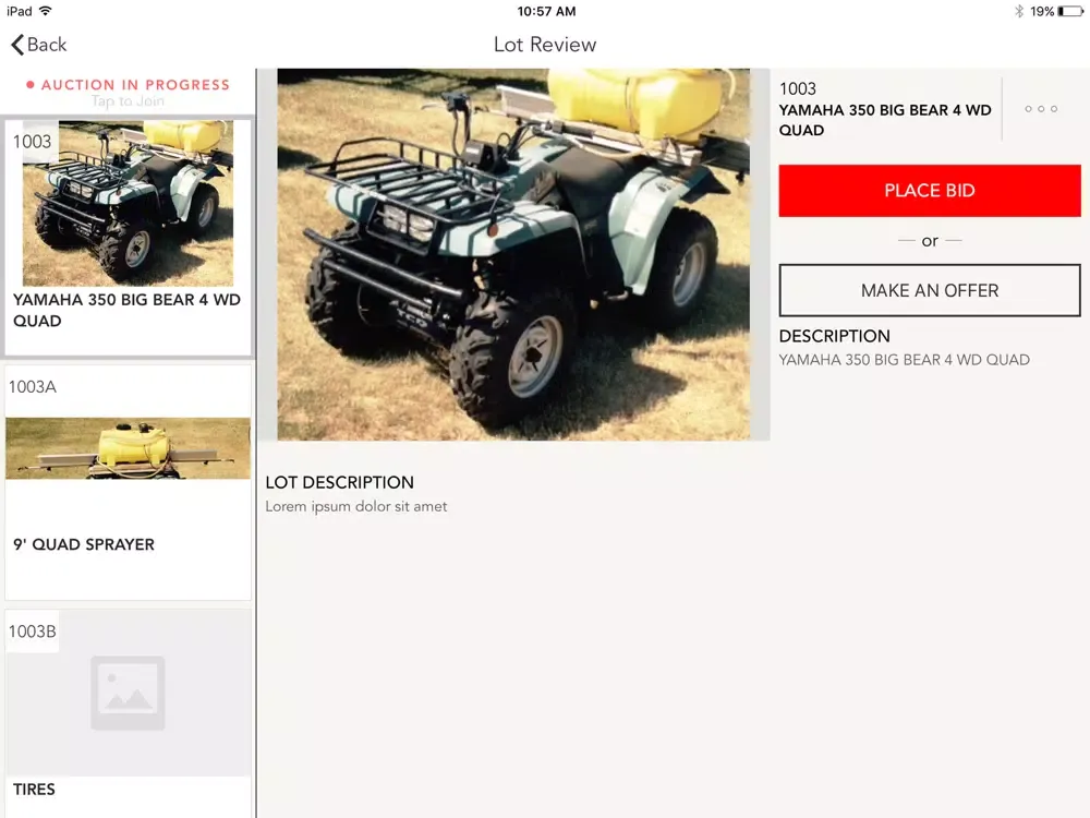 Capturas de tela do Frank McInenly Auctions Ltd iPad 