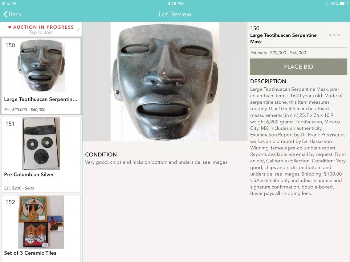 Helm Auction iPad  स्क्रीनशॉट