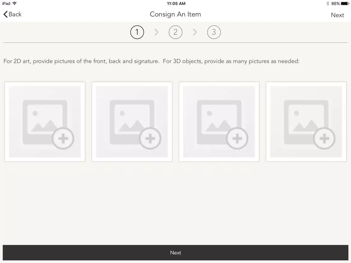 Capturas de tela do International Art Auction Gallery iPad 
