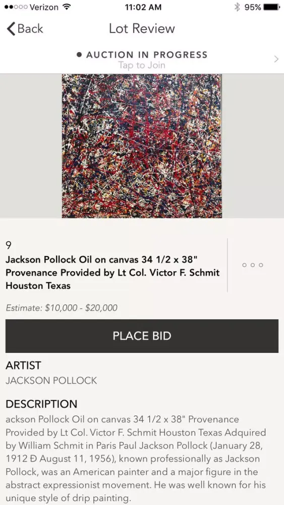 Capturas de tela do International Art Auction Gallery