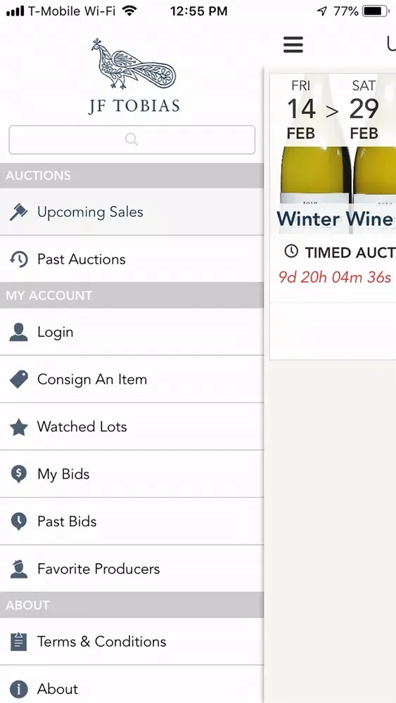 Capturas de tela do JFT Auctions