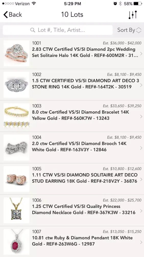 Zrzuty ekranu LiveAuctions360