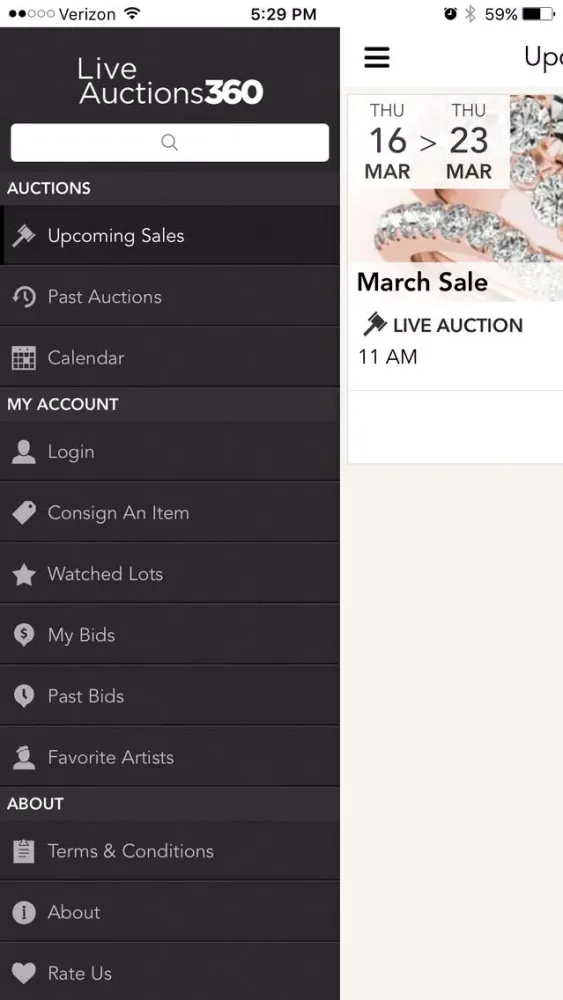 Zrzuty ekranu LiveAuctions360