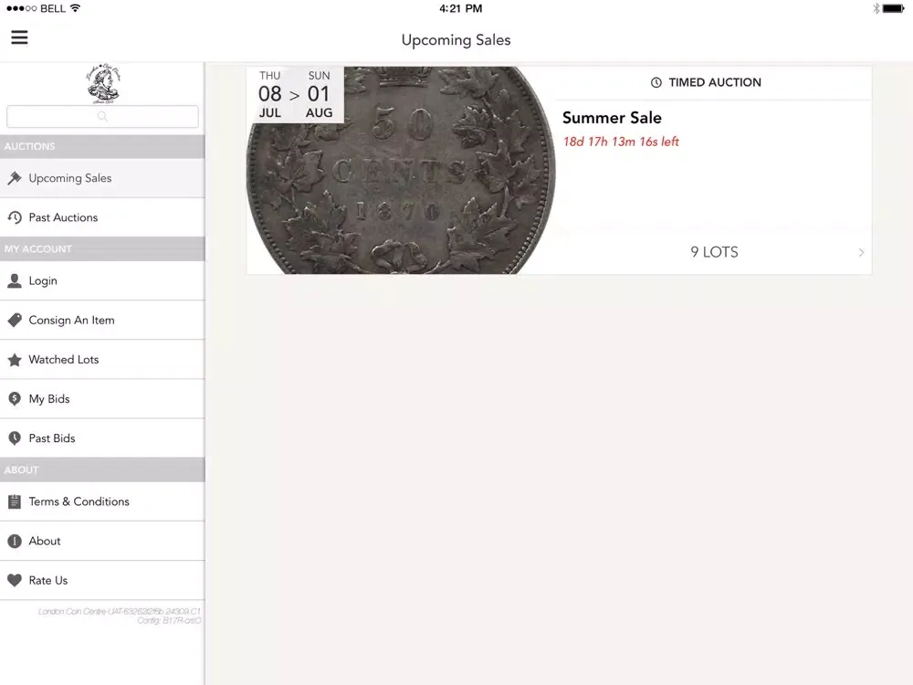 London Coin Centre Auctions iPad  Screenshots