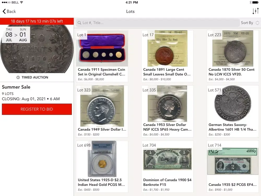 London Coin Centre Auctions iPad  Screenshots