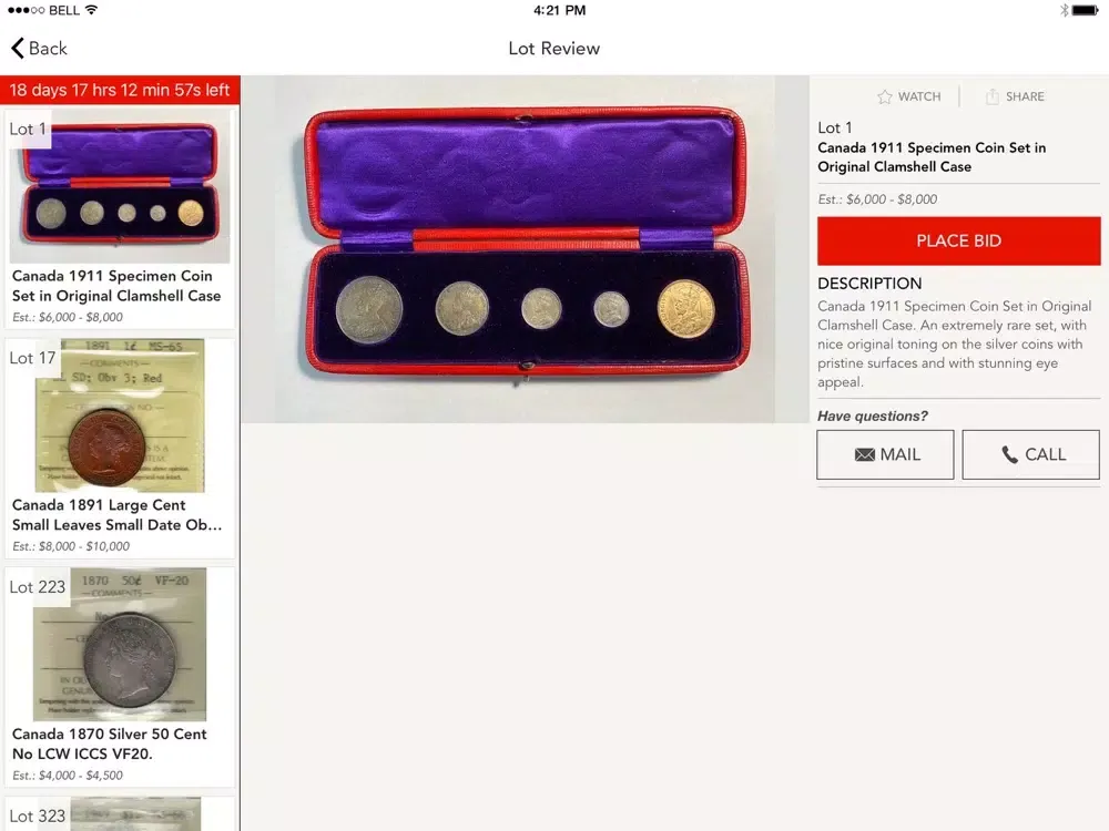 London Coin Centre Auctions iPad  Screenshots