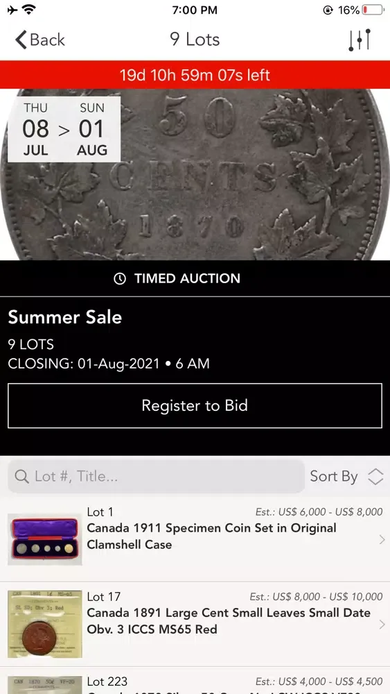 London Coin Centre Auctions Screenshots