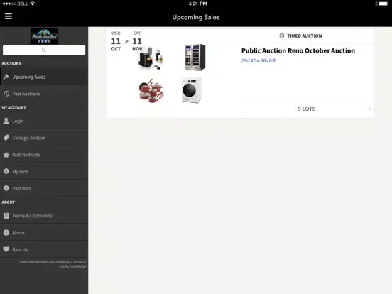 Ảnh chụp màn hình của Public Auctions Reno iPad 
