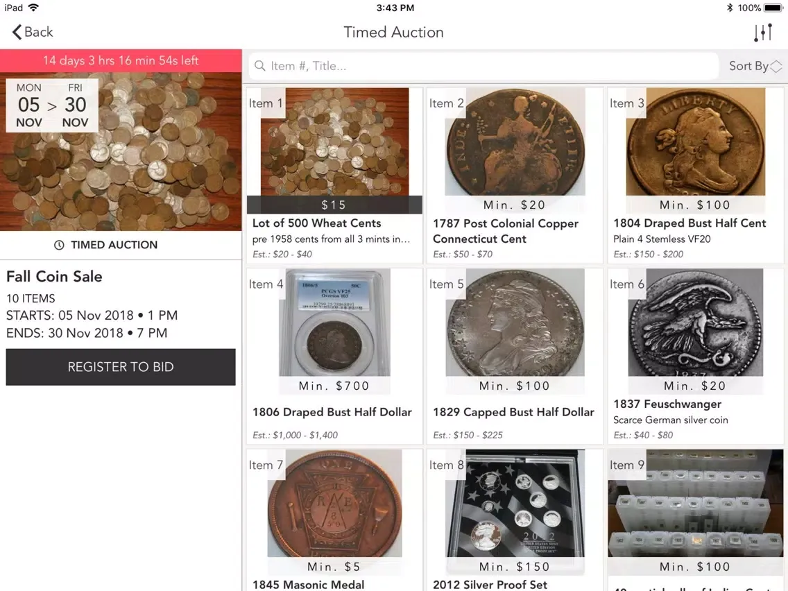 QCC Auctions iPad  スクリーンショット
