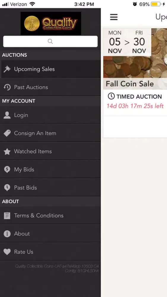 QCC Auctions スクリーンショット