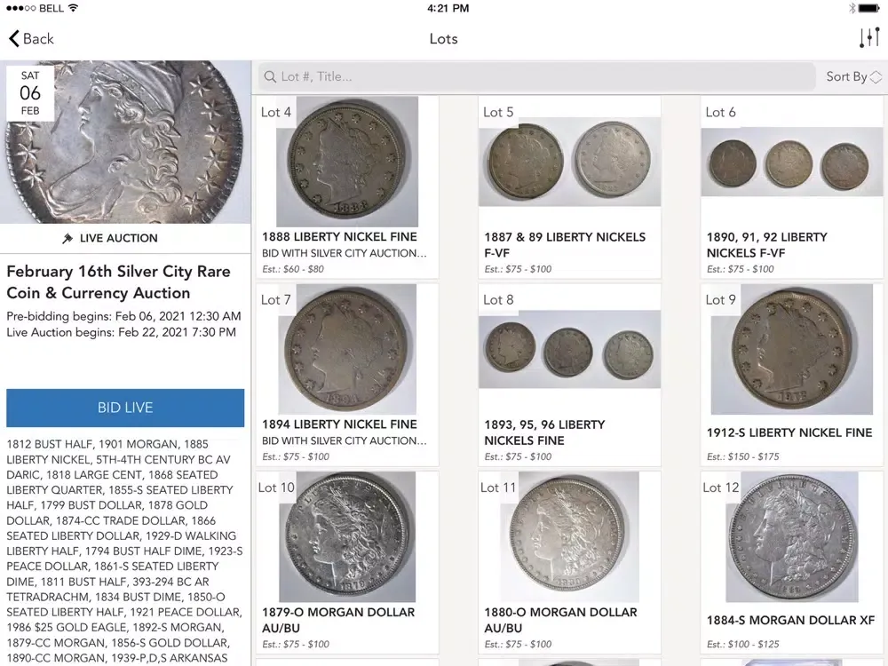 Captures d'écran de Silver City Auctions iPad 