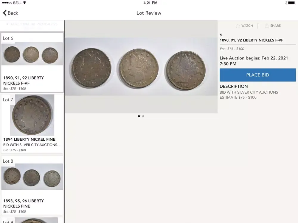 Captures d'écran de Silver City Auctions iPad 