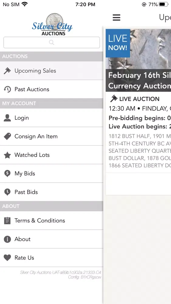 Captures d'écran de Silver City Auctions