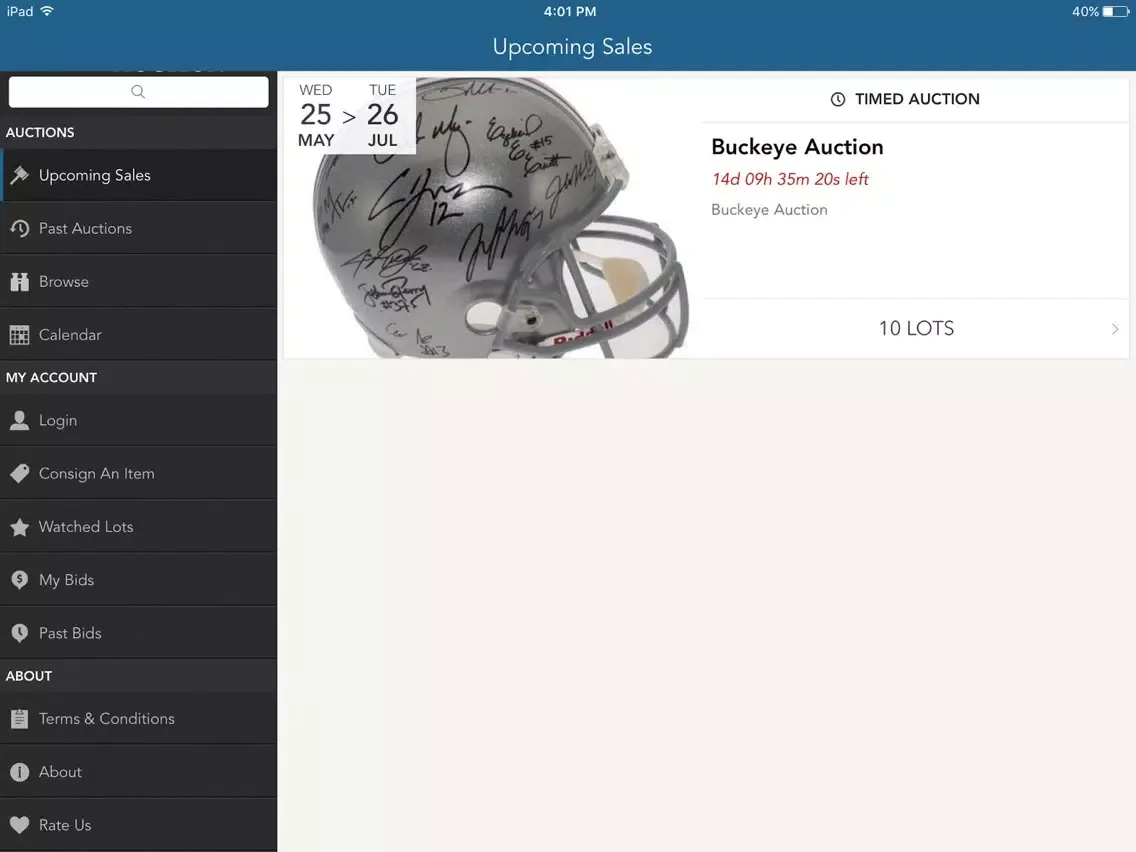 Sports Collectibles Auction iPad  سکرین شاٹس