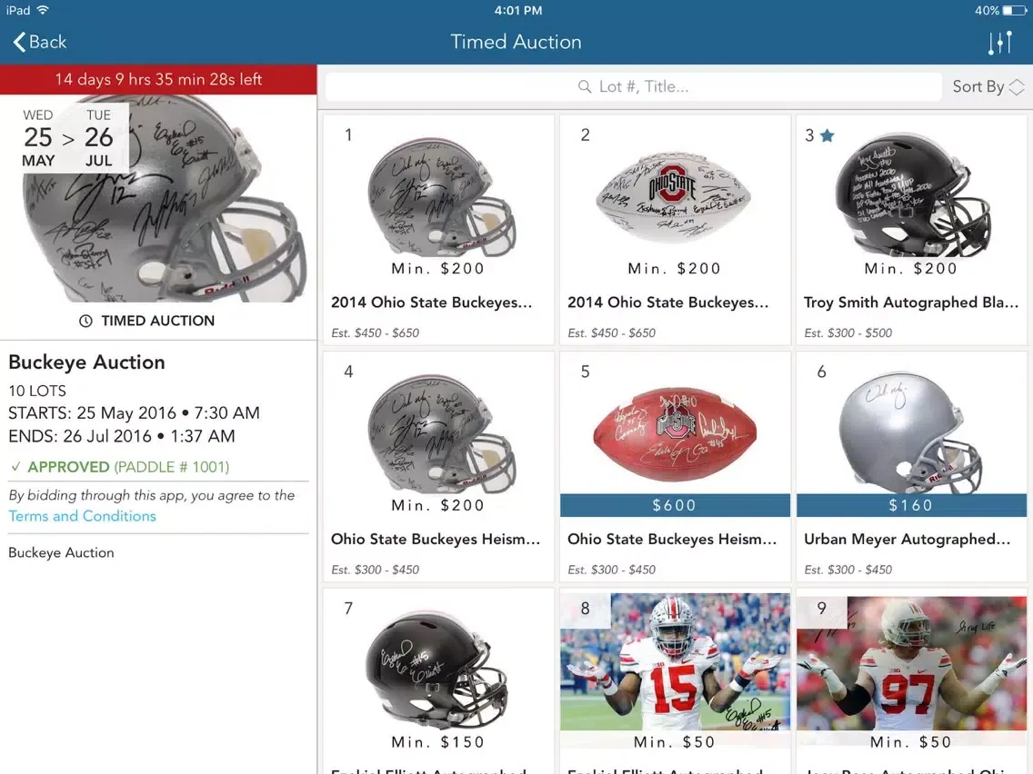 Sports Collectibles Auction iPad  سکرین شاٹس