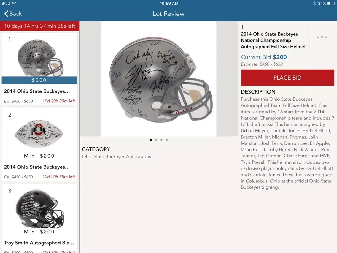 Sports Collectibles Auction iPad  سکرین شاٹس
