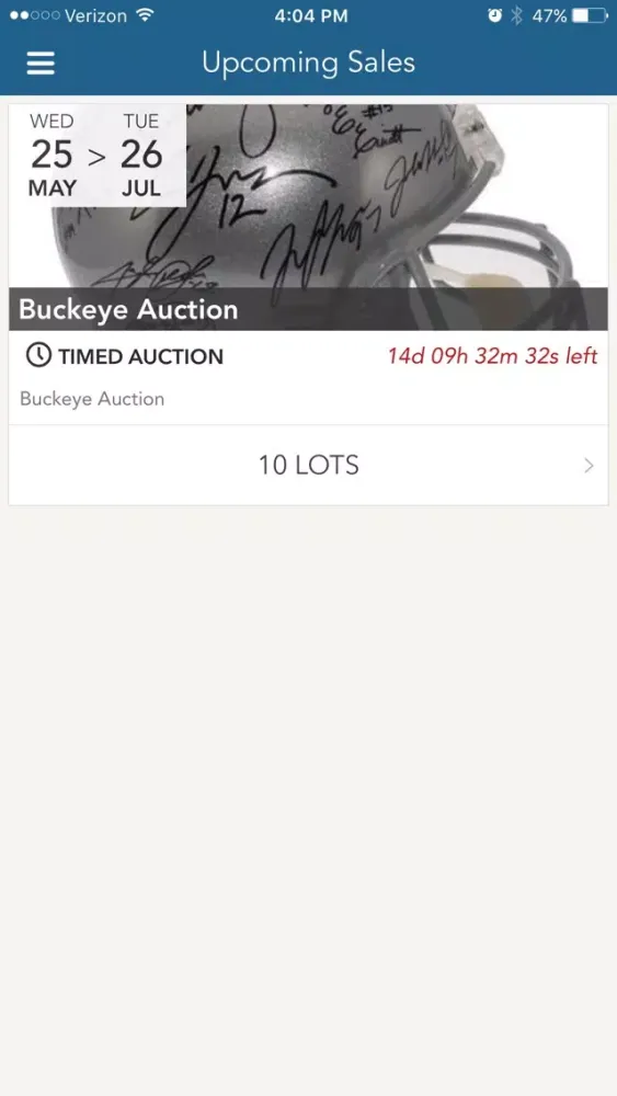 Sports Collectibles Auction سکرین شاٹس