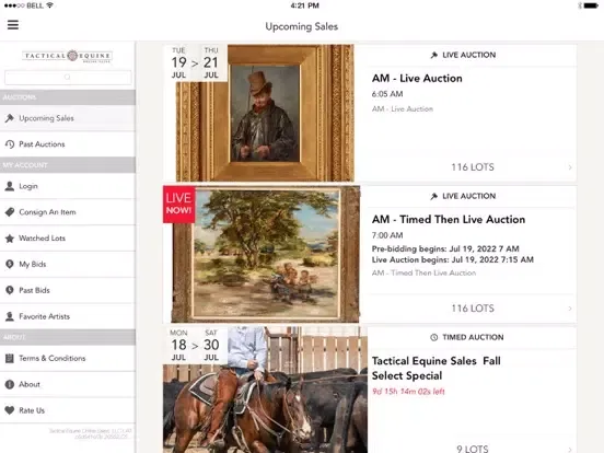 Capturas de tela do Tactical Equine Sales, LLC iPad 