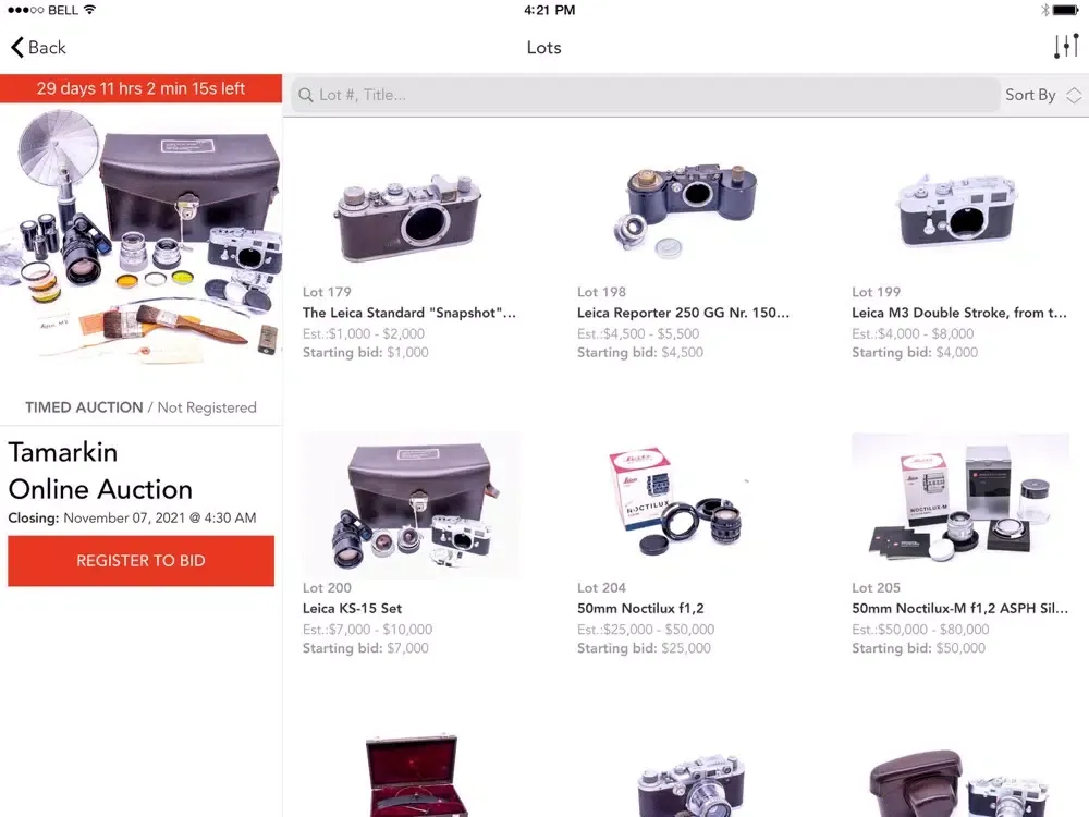 Tamarkin Auctions, Inc iPad  Screenshots