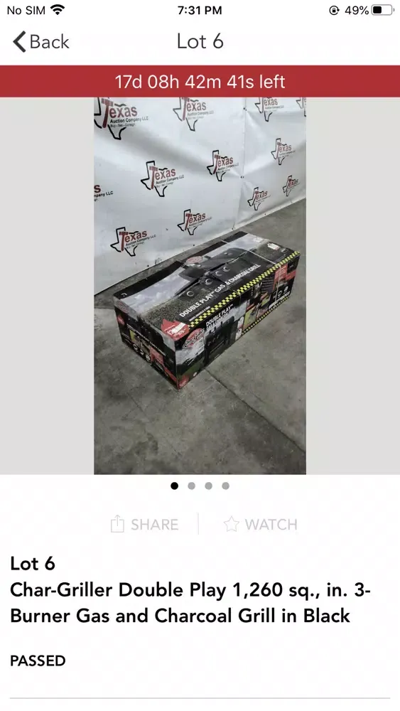 Tangkapan skrin Texas Auction Company