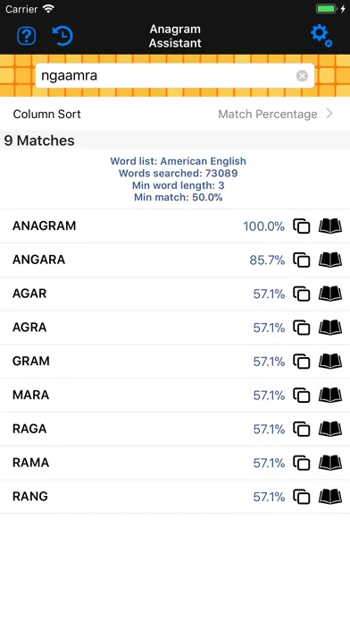 Capturas de tela do Anagram & Crossword Assistant