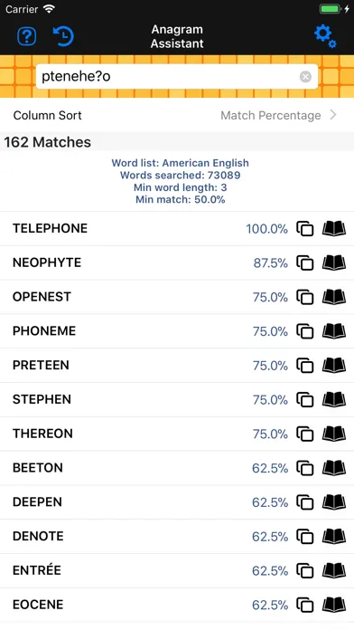 Capturas de tela do Anagram & Crossword Assistant