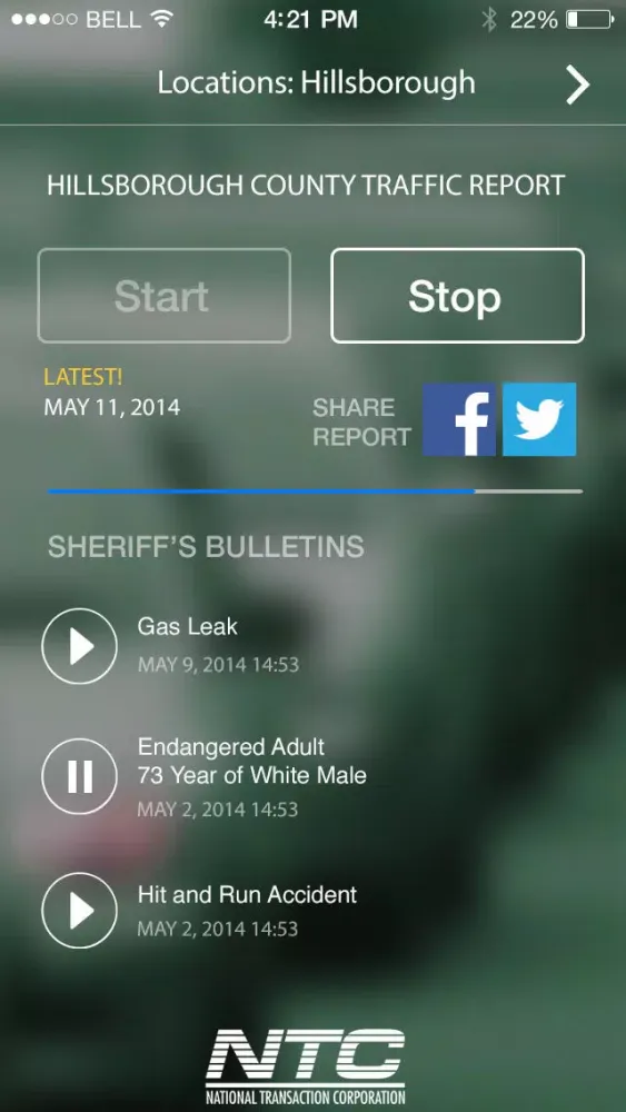 ภาพหน้าจอของ Audio Traffic Hillsborough