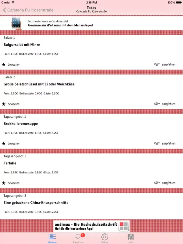 Скриншоты Mensa-Jäger: Mensa Speiseplan iPad 