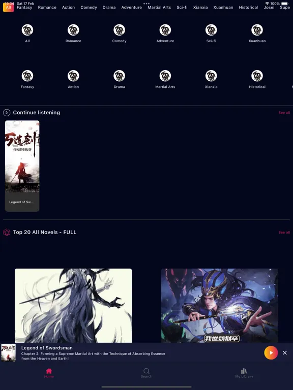 NovelFull Audio iPad  سکرین شاٹس