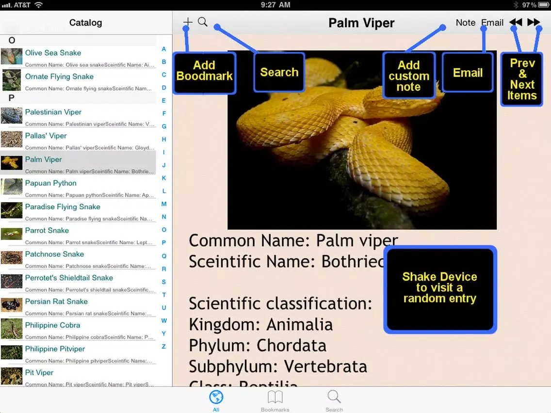 Скриншоты Snakes Encyclopedia Plus+ iPad 