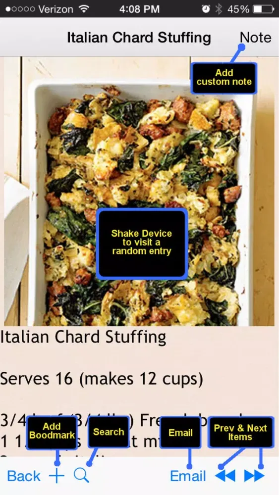 Capturas de tela do 400 Stuffing Recipes