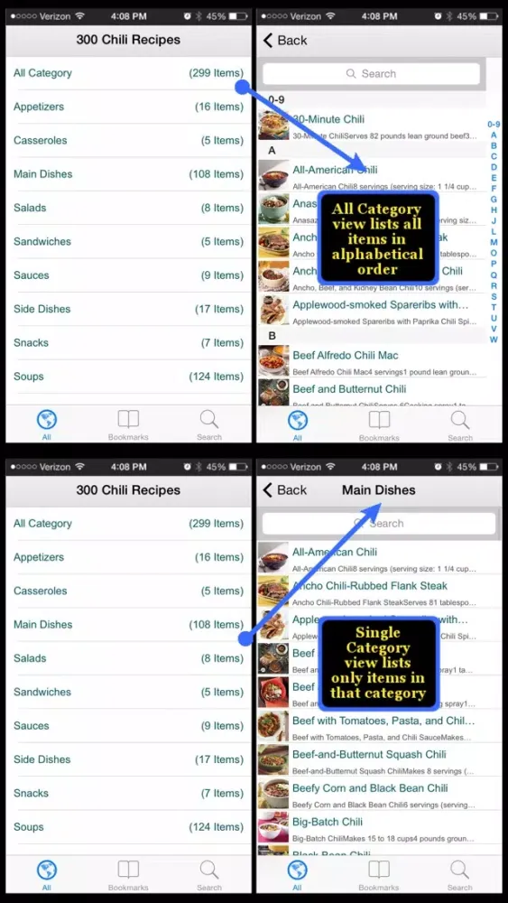 Ảnh chụp màn hình của 300 Chili Recipes