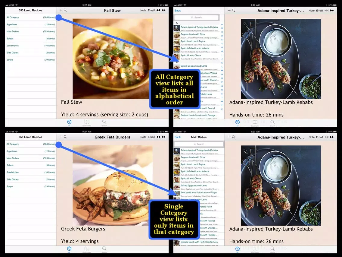 Capturas de tela do 350 Lamb Recipes iPad 