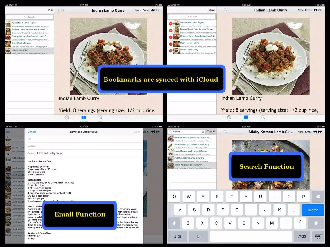 Capturas de tela do 350 Lamb Recipes iPad 