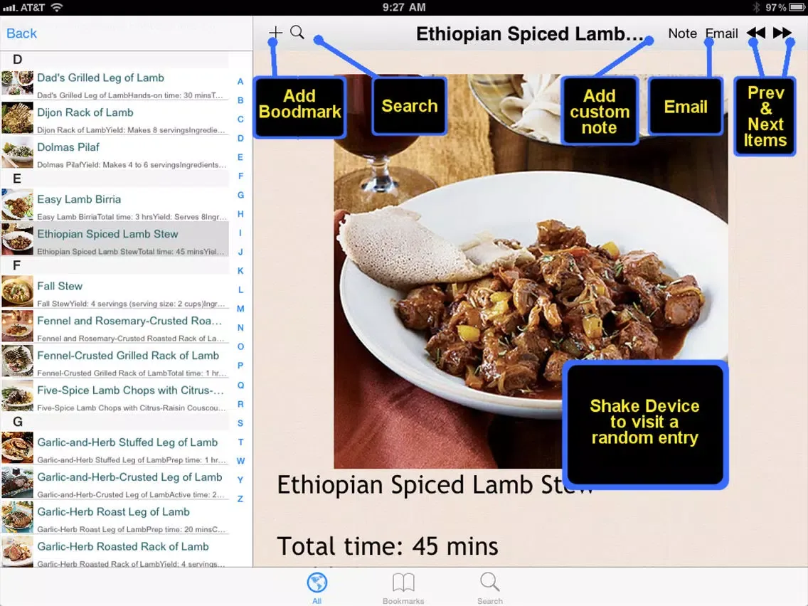 Capturas de tela do 350 Lamb Recipes iPad 