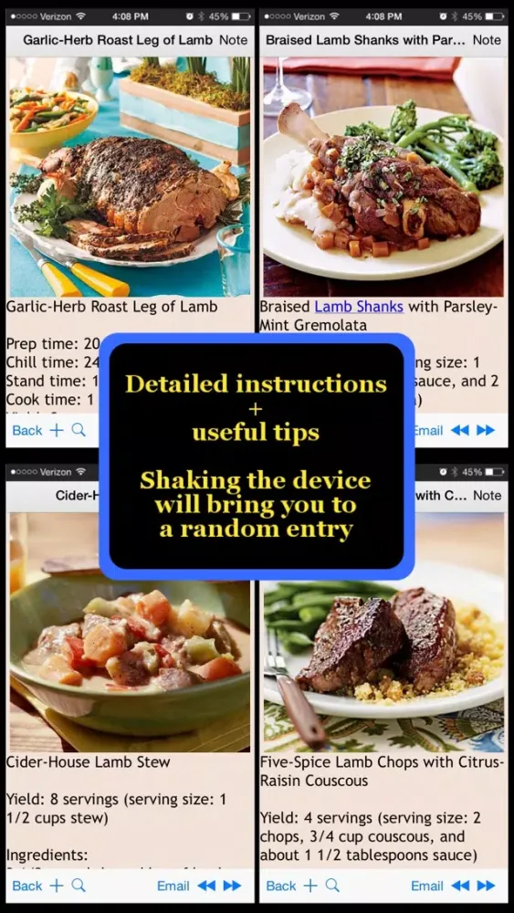 Capturas de tela do 350 Lamb Recipes