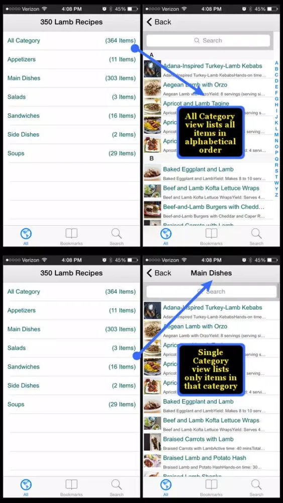 Capturas de tela do 350 Lamb Recipes